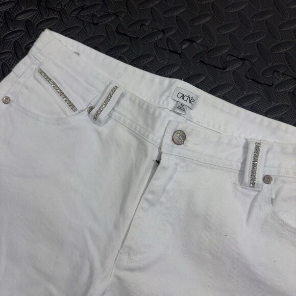 Cache Capri Jeans Women's 12 White Novelty Denim Zip Fly Casual Outdoor Retro - Picture 4 of 8